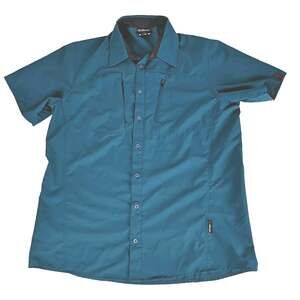 Sherpa Adventure Gear Mens Shirt Large Short Sleeve Button Up Pockets Blue Green